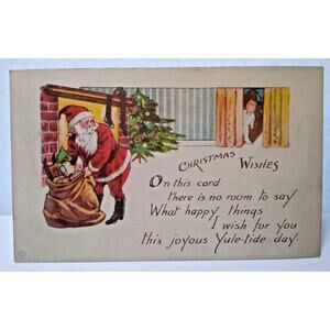 Santa Claus Christmas Gifts Toy Sack As Child Watches Postcard Bergman 1916
